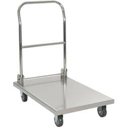 vidaXL Platformwagen 82 x 53 x 86 cm Roestvrij Staal Zilverkleurig