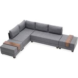 LOTO LIVING D'angle Convertible En Tissu Gris Fly Canapé