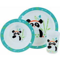 Fun House Panda thema plastic kinderservies set 3-delig bord/kom/beker