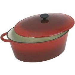 Crealys Grand Chef Cocotte Ovale En Fonte Dacier Emaillee - L 37 cm - 9 L Rouge Tous Feux Dont Induction