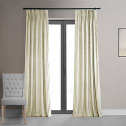 Half Price Drapes Velvet Blackout Curtains 25W x 84L Ecru