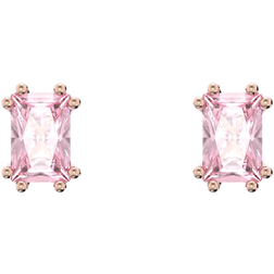 Swarovski Rectangle Stilla Stud Earrings - Rose Gold/Pink