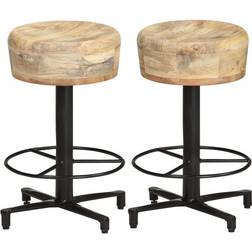 vidaXL 2x Solid Mango Wood Pub Bar Stool