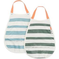 Done By Deer Pull-over bib 2-pack Stripes Azul verde