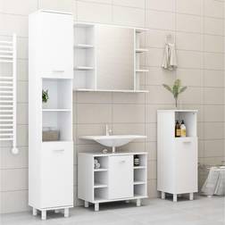 vidaXL 4-tlg Badmöbel-Set Weiß Holzwerkstoff