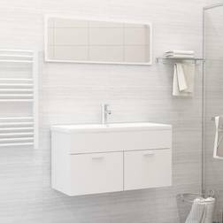 vidaXL Set Mobili Da Bagno Bianco In Truciolato