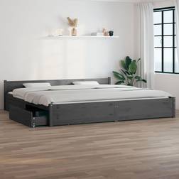 vidaXL Sängynrunko Laatikoilla Harmaa 200x200 cm