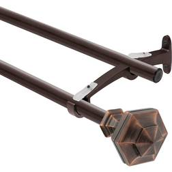 Deco Window 3/4 Adjustable Antique Copper Curtain Rod Door with Hexagon Finials & Brackets