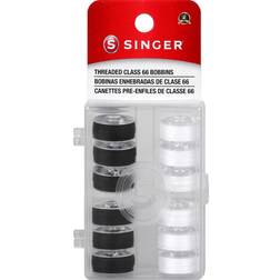 SINGER Class 66 Threaded Bobbins Black & White 12ct