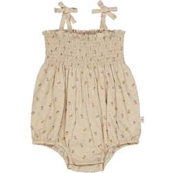 Wheat Fossil Flowers Dot Lucie Romper mdr