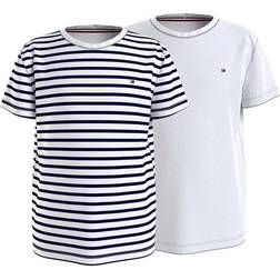 Tommy Hilfiger Print T-shirt 2-pack - Desert Sky Breton/White (UK0UK00052-0XE)