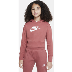 Nike Sportswear Club-kort hættetrøje french terry til større børn (piger) rød