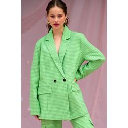 Noella Mille Oversize Blazer Lime green check