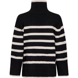 Neo Noir Fanning Stripe Knit Blouse - Black