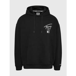 Tommy Jeans RELAXED BACK LOGO TERRY HOODY, Sort