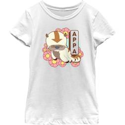 Nickelodeon Girl's Avatar: The Last Airbender Floral Cute Appa Child T-Shirt White