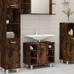 vidaXL Armadietto Bagno Rovere Fumo 60x32x53.5 cm In Legno Multistrato