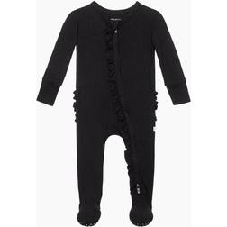 Posh Peanut Unisex Ruffled Zippered Footie Baby Black Newborn