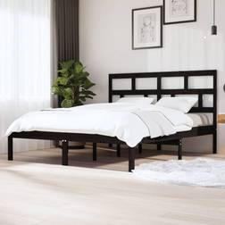 vidaXL Estructura De Cama De Madera Maciza Negra Super King 180x200 cm