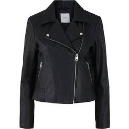 Pieces Lederjacke Aus Echtem Leder - Schwarz