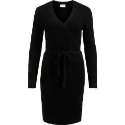 Vila Ril Wrap L/S Knit Dress Black