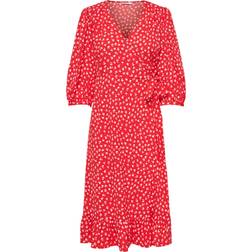 Only Onlolivia Wrap Midi Dress - Rosso