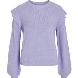 Vila Ruffled Knit Sweater - Purple