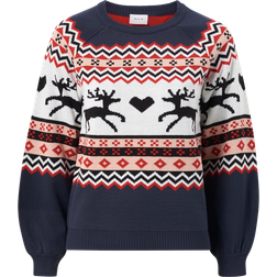 Vila Christmas Knit Sweater - Navy Blazer