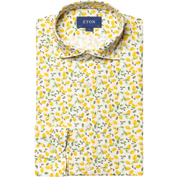 Etón Chemise Jaune en Lin À Imprimé Citron