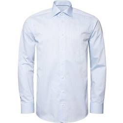 Etón Chemise bleu clair en maille piquée fine À rayures