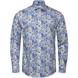 Etón Chemise bleue en twill signature À imprimé floral