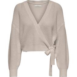 Only Cardigans en maille Col en V Manches longues Longueur - Beige