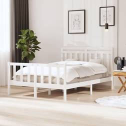 vidaXL Estructura De Cama De Madera Maciza Blanca 140x200 cm