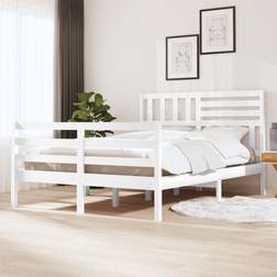 vidaXL Estructura De Cama De Madera Maciza Blanco 160x200 cm