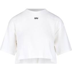 Off-White Off Stamp Ribbed Cropped Tee - White