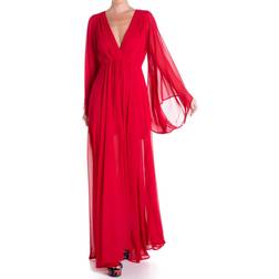 MEGHAN LA Women's Sunset Surplice Chiffon Maxi Dress Cherry Cherry