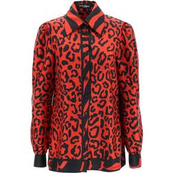 Dolce & Gabbana Leopard-print silk shirt red