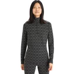 Icebreaker Vertex LS Half Zip Alpine Geo 250 Women ullunderställströja Black/Snow/J-672