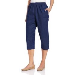 Alfred Dunner Womens Classics Denim Pull On Capri Pants Denim