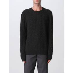 Cable-Knit Crew Neck Sweater - Dark Granite Heather