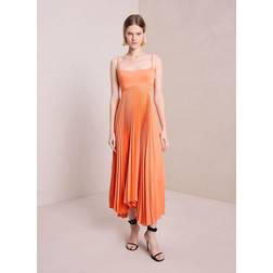 A.L.C. Hollie Cutout Plissé-Satin Midi Dress - Orange