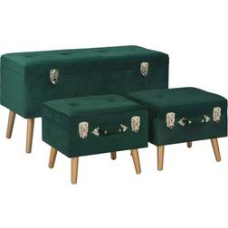 vidaXL velvet green Stool Opbevaringsbænk 85x47cm 3stk