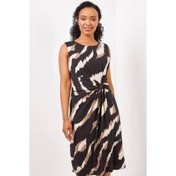 Roman Petite Animal Twist Front Stretch Dress