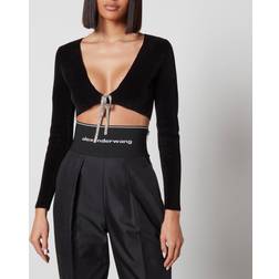 Alexander Wang Cropped Crystal-Embellished Cotton-Blend Cardigan