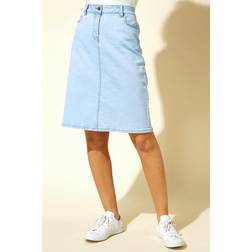 Roman Line Stretch Denim Skirt - Light Blue