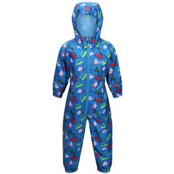 Regatta Girl's Childrens/Kids Pobble Peppa Pig Dinosaur Waterproof Puddle Suit Blue/Imperial Blue