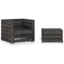 vidaXL Divani Giardino su Pallet 2 pz in Pino Impregnato Grigio Set da Lounge da Esterno