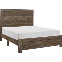 Benjara Rustic Panel Wooden Queen Bed Brown