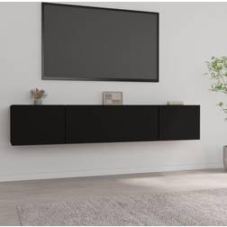 vidaXL Muebles Para 2 Uds Madera Contrachapada Negro 80x30x30 cm Mueble de TV