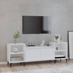 vidaXL 160 x 35 x 55 cm Konstrueret Træ Hvid Højglans TV-bord